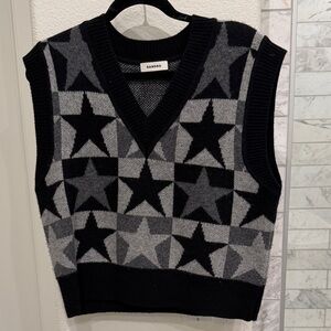 Sandro V-Neck Sweater Vest with Star Pattern